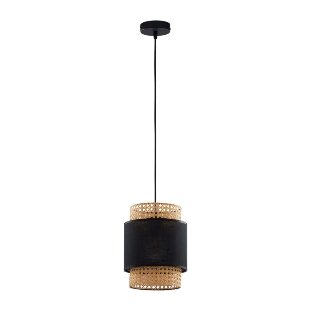 Lampa Wisząca BOHO Czarny Beżowy Abażur 1xE27 20 cm * TK Lighting New