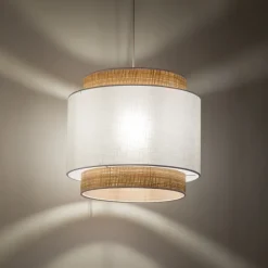 Lampa Wisząca BOHO NEW Biały Beżowy Abażur 1xE27 38cm * TK Lighting Outlet
