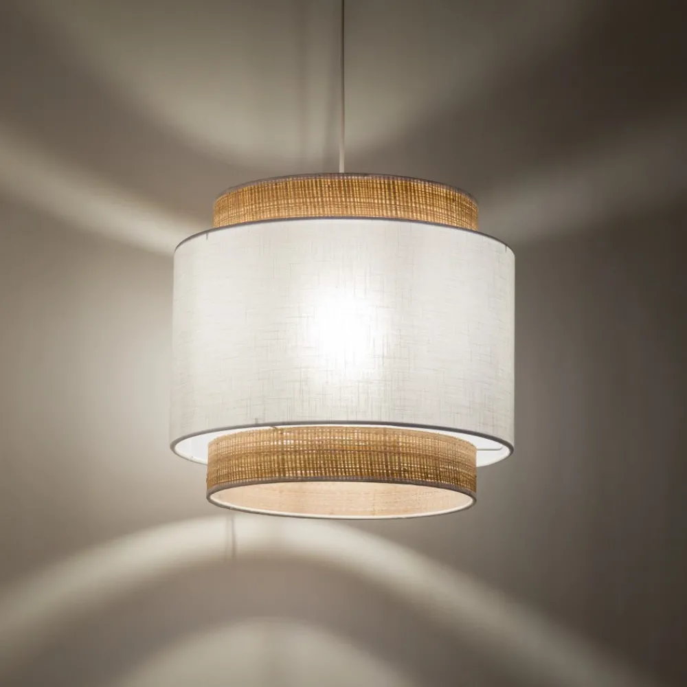 Lampa Wisząca BOHO NEW Biały Beżowy Abażur 1xE27 38cm * TK Lighting Outlet