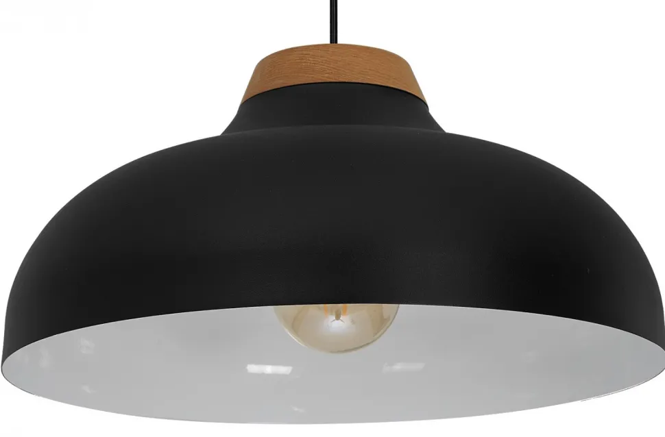 Lampa Wisząca BURGOS Czarny Biały Metalowy Klosz 1xE27 40cm