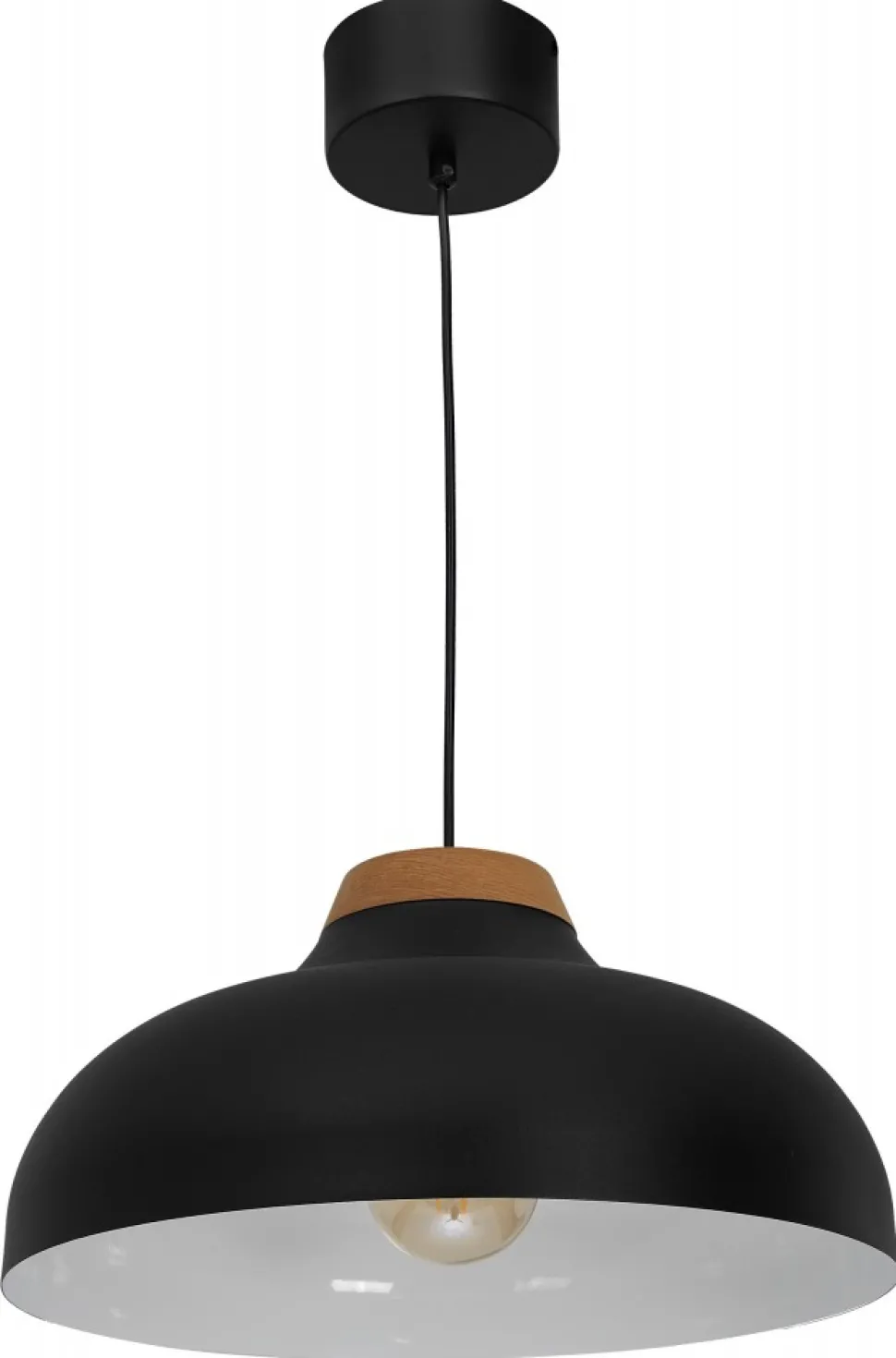 Lampa Wisząca BURGOS Czarny Biały Metalowy Klosz 1xE27 40cm