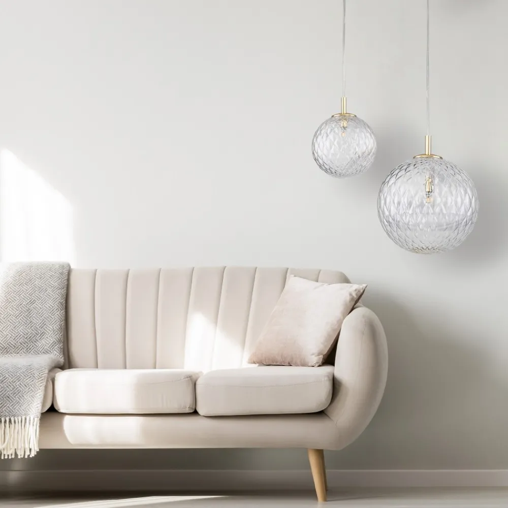 Lampa Wisząca CADIX Złoty Szklany Klosz 1xG9 21cm * TK Lighting