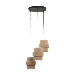 Lampa wisząca CALISTO czarna abażur juta 3xE27 * TK Lighting Clearance