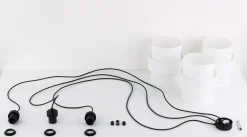 Lampa Wisząca CALISTO Czarny Biały Abażury 3xE27 * TK Lighting Best
