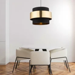 Lampa Wisząca CALISTO Czarny Złoty Abażury 3xE27 * TK Lighting Outlet
