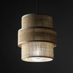 Lampa Wisząca CALISTO Juta Abażur 1xE27 20 cm * TK Lighting Outlet