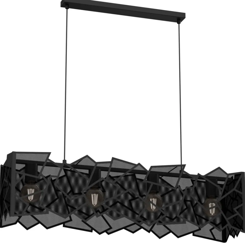 Lampa Wisząca CAMO Czarny Metalowy Klosz 4xE27 * Luminex Online