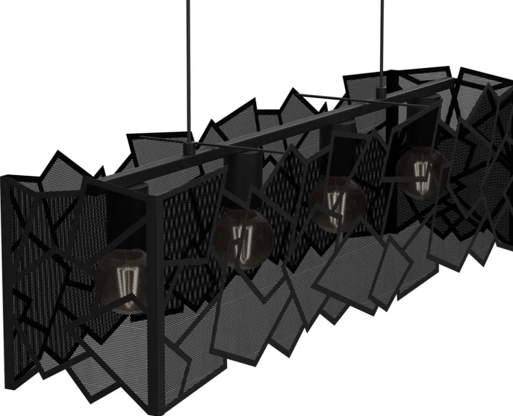 Lampa Wisząca CAMO Czarny Metalowy Klosz 4xE27 * Luminex Online