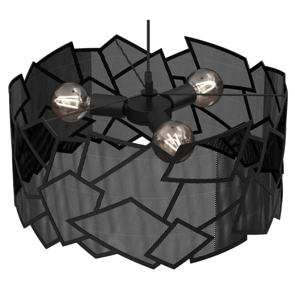 Lampa Wisząca CAMO Czarny Metalowy Klosz 3xE27 50cm