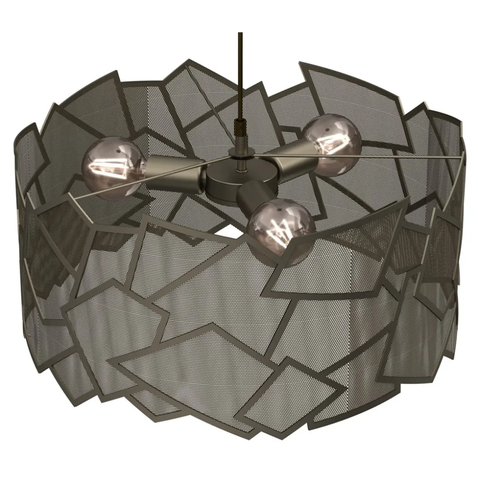 Lampa Wisząca CAMO Złoty Szary Metalowy Klosz 3xE27 50cm