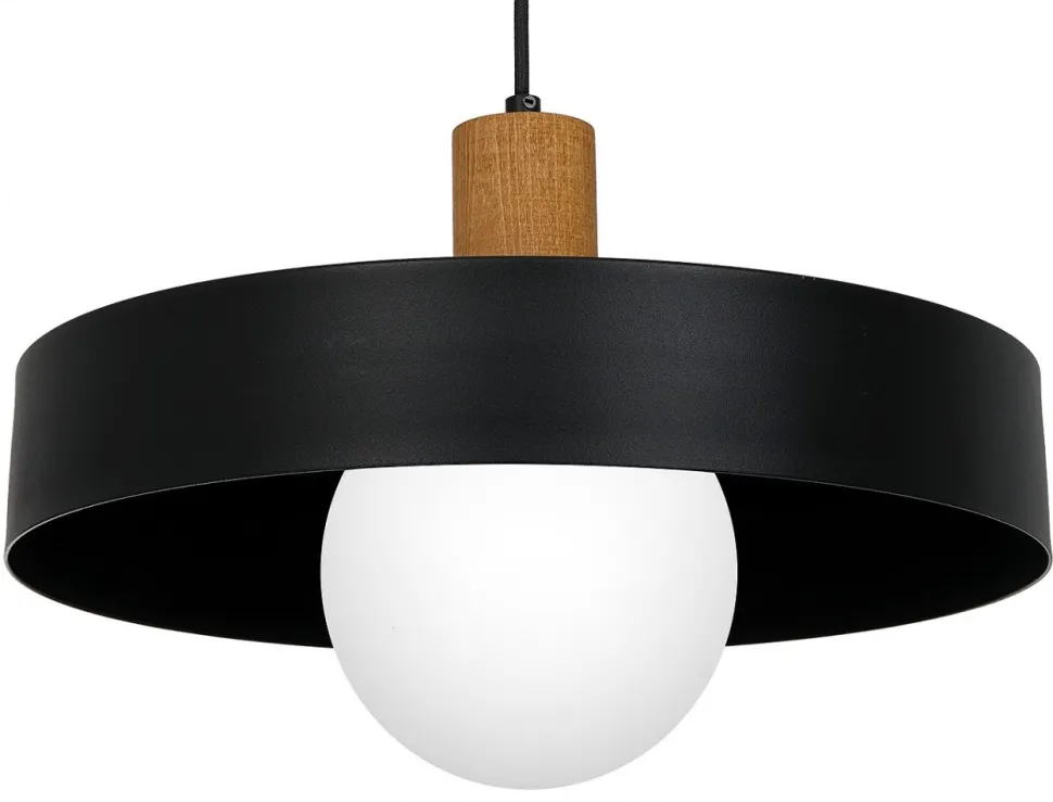Lampa Wisząca CANAN Czarny Brązowy Szklany Klosz 1xE27 40cm