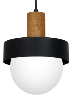 Lampa Wisząca CANAN Czarny Brązowy Szklany Klosz 1xE27 20cm