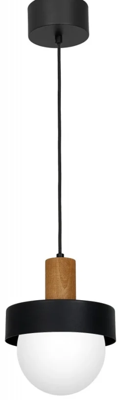 Lampa Wisząca CANAN Czarny Brązowy Szklany Klosz 1xE27 20cm