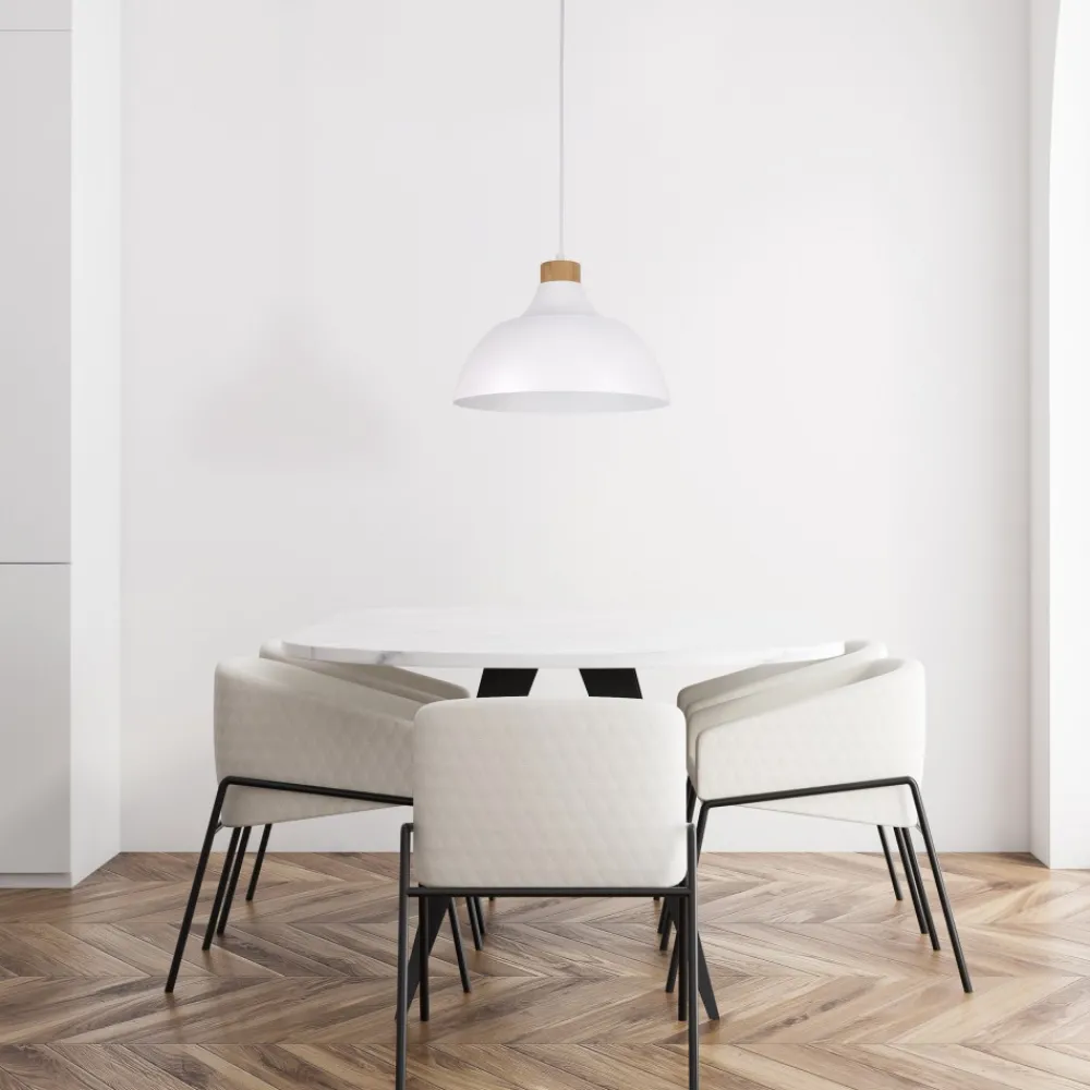 Lampa Wisząca CAP Biały Metalowy Klosz 1xE27 34cm * TK Lighting Online
