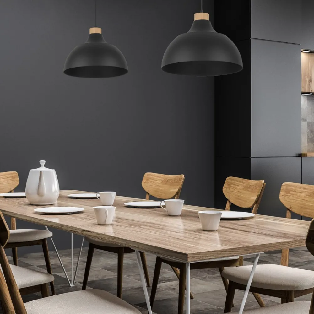 Lampa Wisząca CAP Czarny Metalowy Klosz 1xE27 34 cm * TK Lighting New