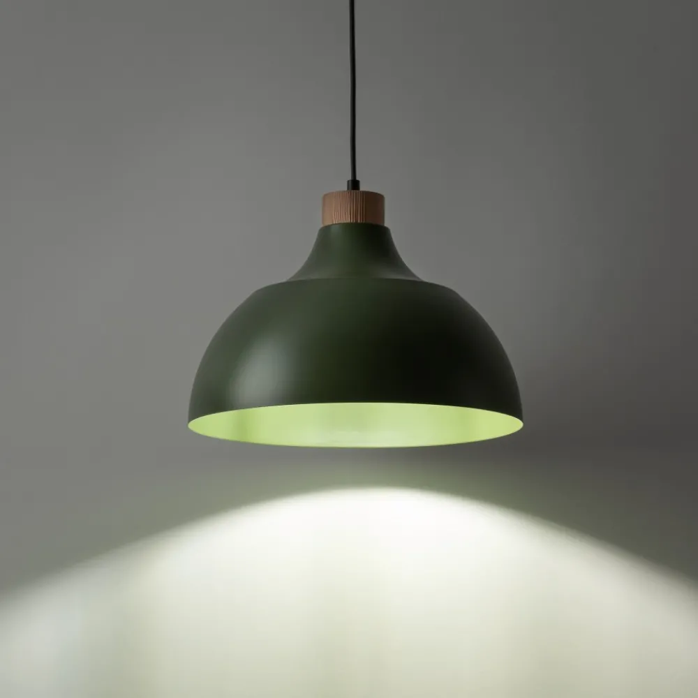 Lampa Wisząca CAP Zielony Metalowy Klosz 1xE27 34cm * TK Lighting Outlet