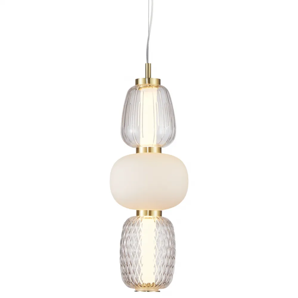 Lampa Wisząca CARO Złoty Szklane Klosze 28W LED 17cm * Eko-light New