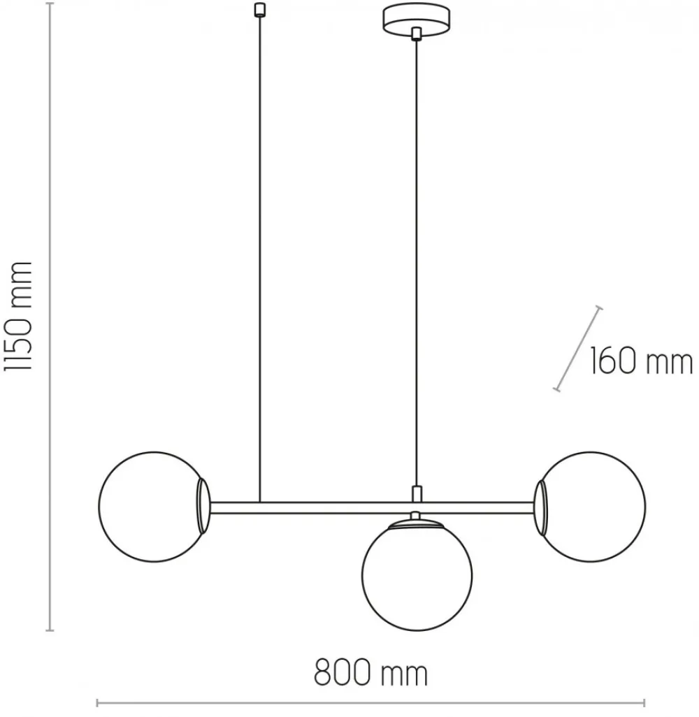 Lampa Wisząca CELESTE Czarny Szklane Klosze 3xE27 * TK Lighting Online