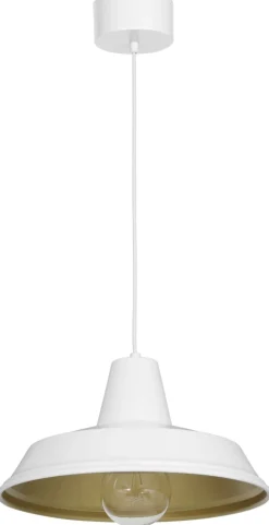 Lampa Wisząca CLASS Biały Złoty Metalowy Klosz 1xE27 36cm * Luminex Outlet