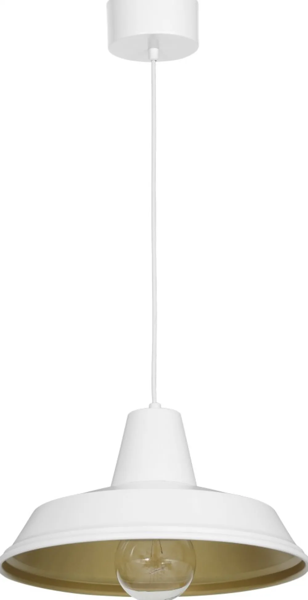 Lampa Wisząca CLASS Biały Złoty Metalowy Klosz 1xE27 36cm * Luminex Outlet