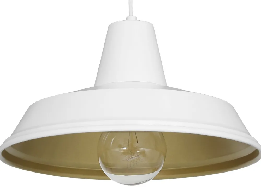 Lampa Wisząca CLASS Biały Złoty Metalowy Klosz 1xE27 36cm * Luminex Outlet