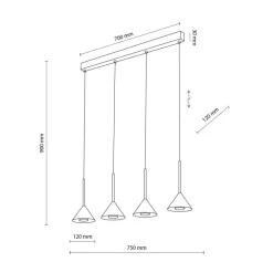 Lampa wisząca CONO MINI czarna 4xGU10 * TK Lighting Discount