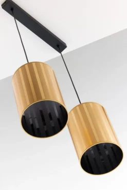 Lampa wisząca CORTINA czarna złoty klosz 2xE27 * Jupiter Best