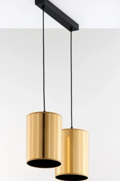 Lampa wisząca CORTINA czarna złoty klosz 2xE27 * Jupiter Best