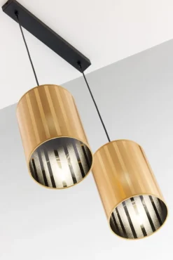 Lampa wisząca CORTINA czarna złoty klosz 2xE27 * Jupiter Best