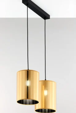 Lampa wisząca CORTINA czarna złoty klosz 2xE27 * Jupiter Best