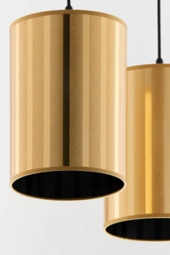 Lampa wisząca CORTINA czarna złoty klosz 2xE27 * Jupiter Best