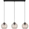 Lampa wisząca CUBUS czarna klosz bursztynowy 3xE27 * TK Lighting Hot