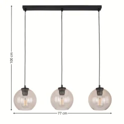 Lampa wisząca CUBUS czarna klosz bursztynowy 3xE27 * TK Lighting Hot