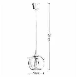 Lampa Wisząca CUBUS Czarny Bursztynowy Szklany Klosz 1xE27 20cm * TK Lighting Outlet