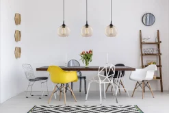 Lampa Wisząca CUBUS Czarny Bursztynowy Szklany Klosz 1xE27 20cm * TK Lighting Outlet
