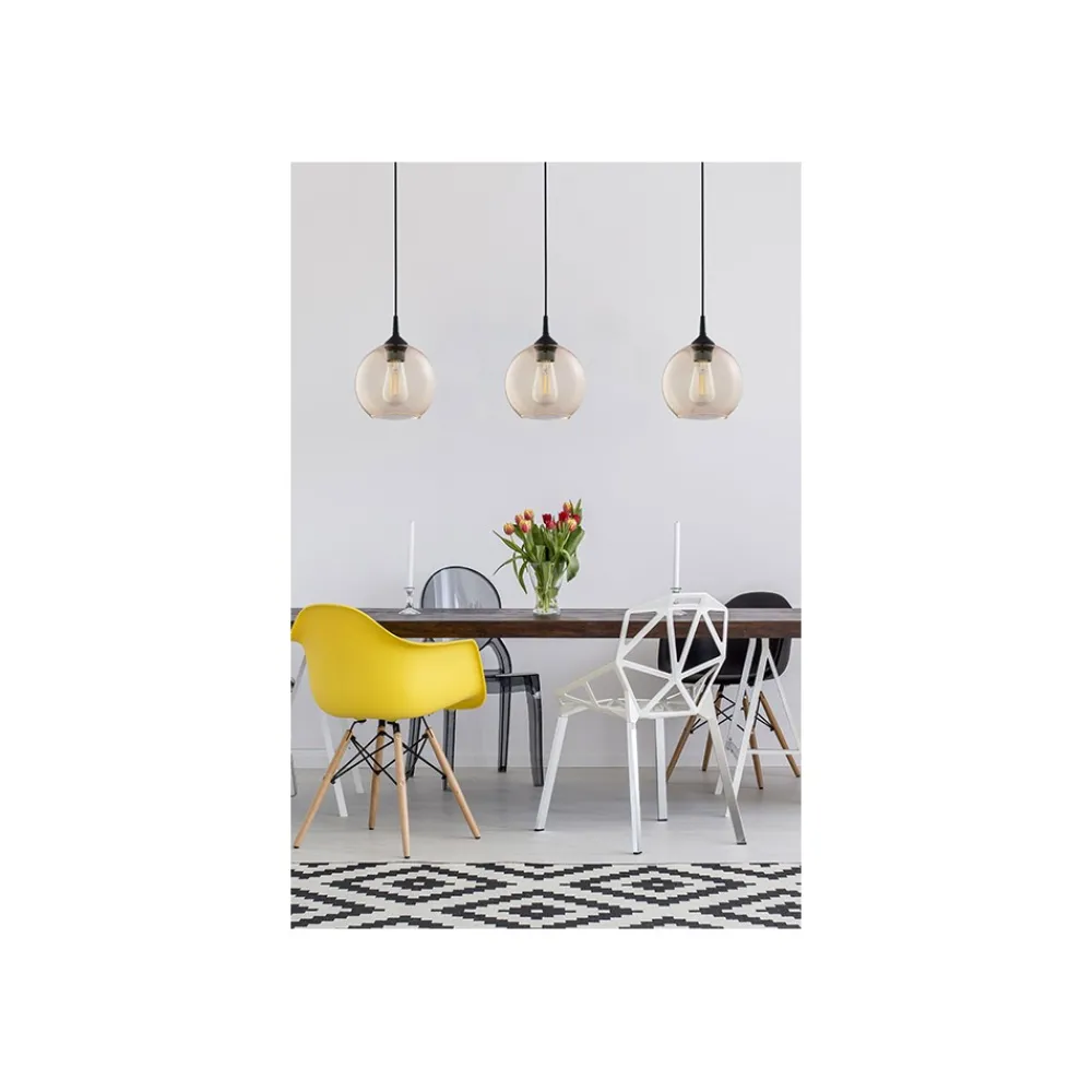 Lampa Wisząca CUBUS Czarny Bursztynowy Szklany Klosz 1xE27 20cm * TK Lighting Outlet
