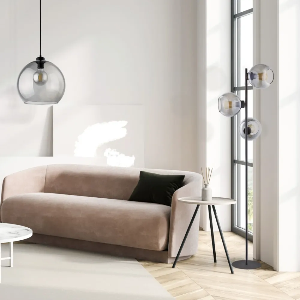 Lampa Wisząca CUBUS Czarny Grafitowy Szklany Klosz 1xE27 30cm * TK Lighting New