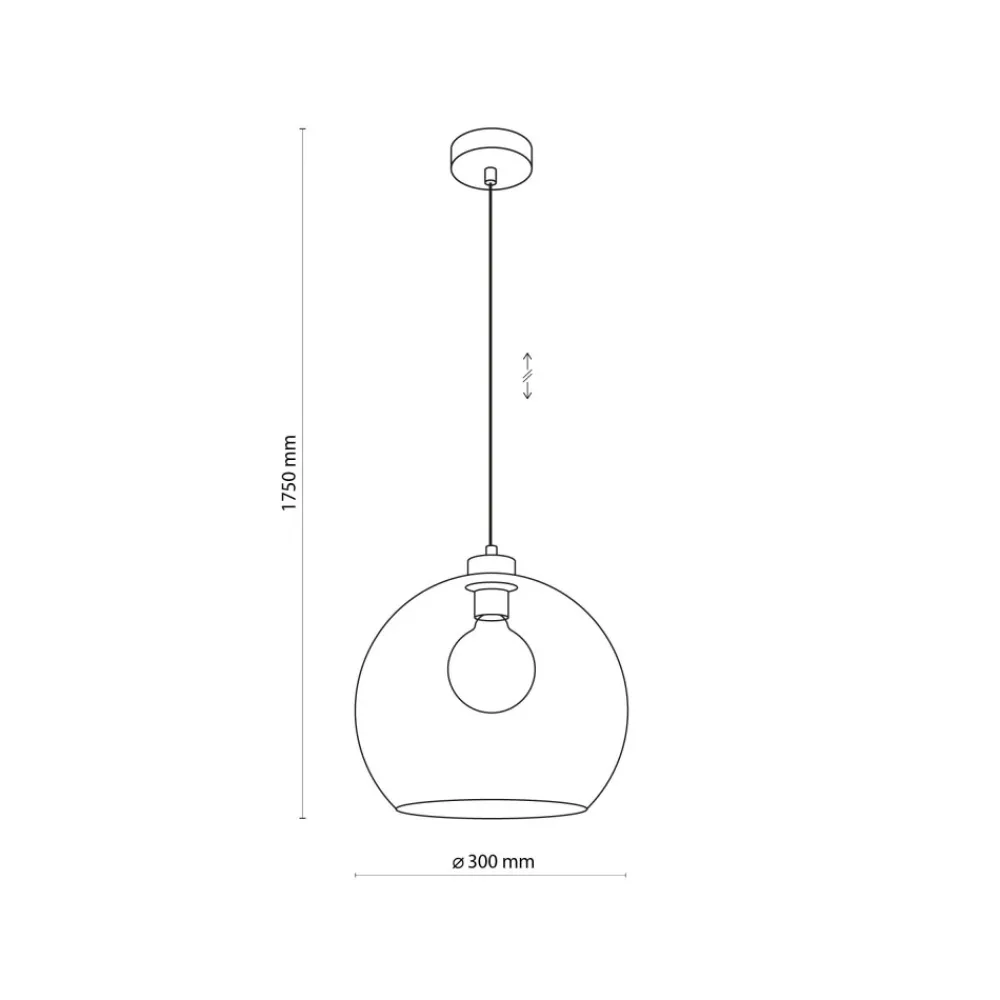 Lampa Wisząca CUBUS Czarny Grafitowy Szklany Klosz 1xE27 30cm * TK Lighting New