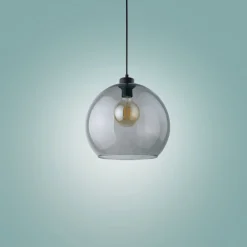 Lampa Wisząca CUBUS Czarny Grafitowy Szklany Klosz 1xE27 30cm * TK Lighting New
