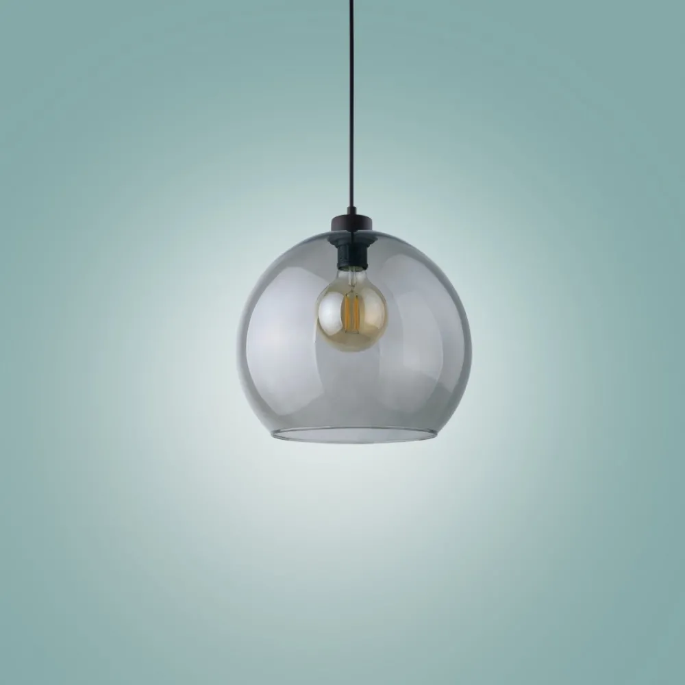 Lampa Wisząca CUBUS Czarny Grafitowy Szklany Klosz 1xE27 30cm * TK Lighting New