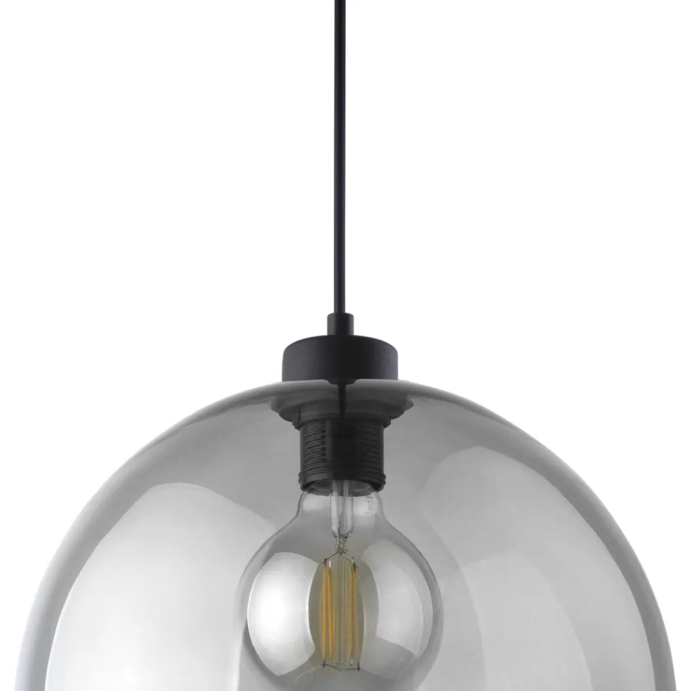 Lampa Wisząca CUBUS Czarny Grafitowy Szklany Klosz 1xE27 30cm * TK Lighting New