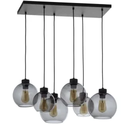 Lampa Wisząca CUBUS Czarny Grafitowy Szklane Klosze 6xE27 * TK Lighting New