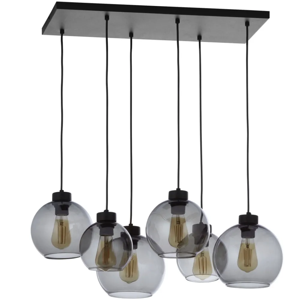 Lampa Wisząca CUBUS Czarny Grafitowy Szklane Klosze 6xE27 * TK Lighting New