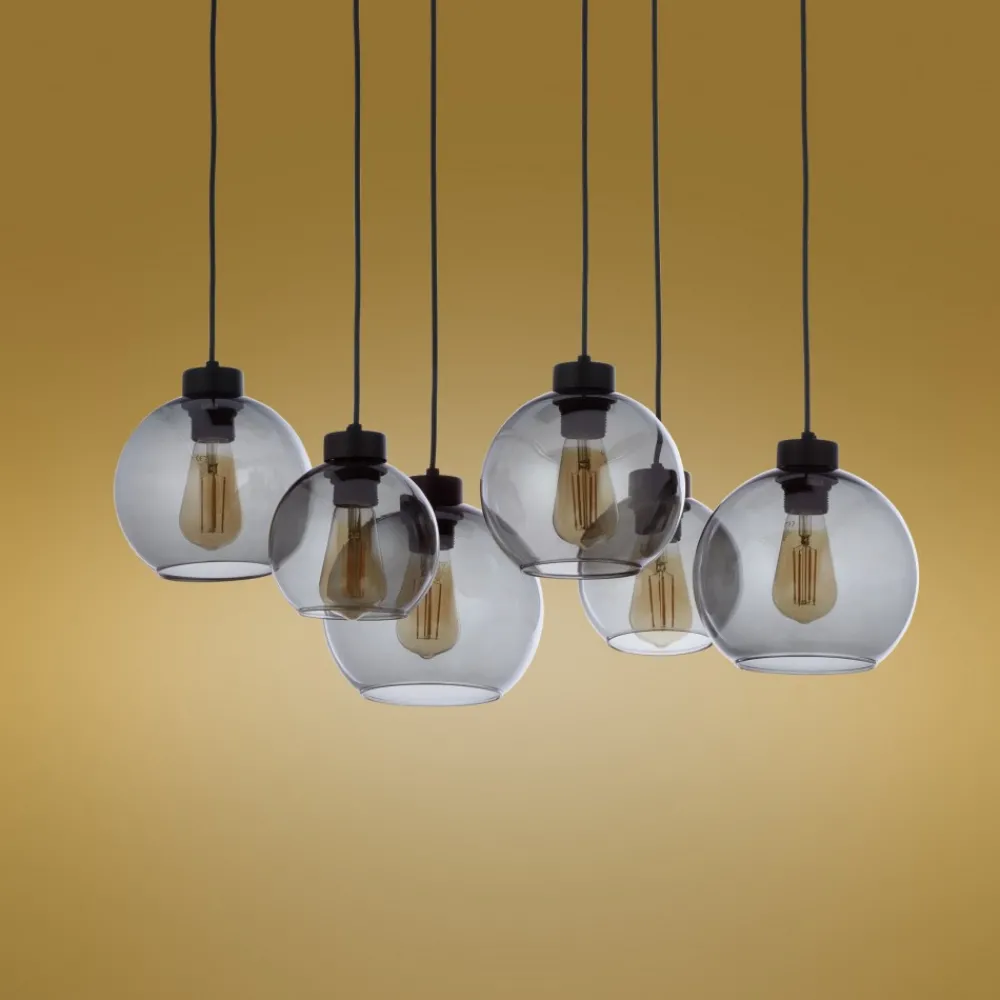 Lampa Wisząca CUBUS Czarny Grafitowy Szklane Klosze 6xE27 * TK Lighting New
