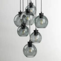 Lampa Wisząca CUBUS Czarny Grafitowe Szklane Klosze 7xE27 49cm * TK Lighting