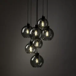 Lampa Wisząca CUBUS Czarny Grafitowe Szklane Klosze 7xE27 49cm * TK Lighting