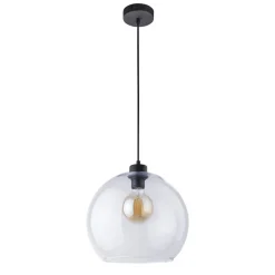 Lampa Wisząca CUBUS Czarny Transparentny Szklany Klosz 1xE27 30cm * TK Lighting