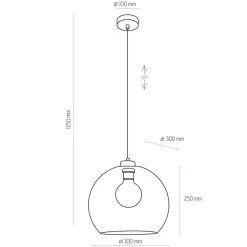 Lampa Wisząca CUBUS Czarny Transparentny Szklany Klosz 1xE27 30cm * TK Lighting