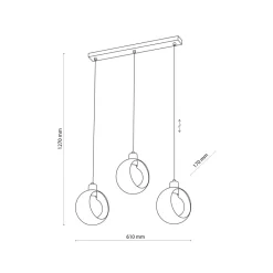 Lampa Wisząca CYKLOP Czarny Złoty 3xE27 * TK Lighting