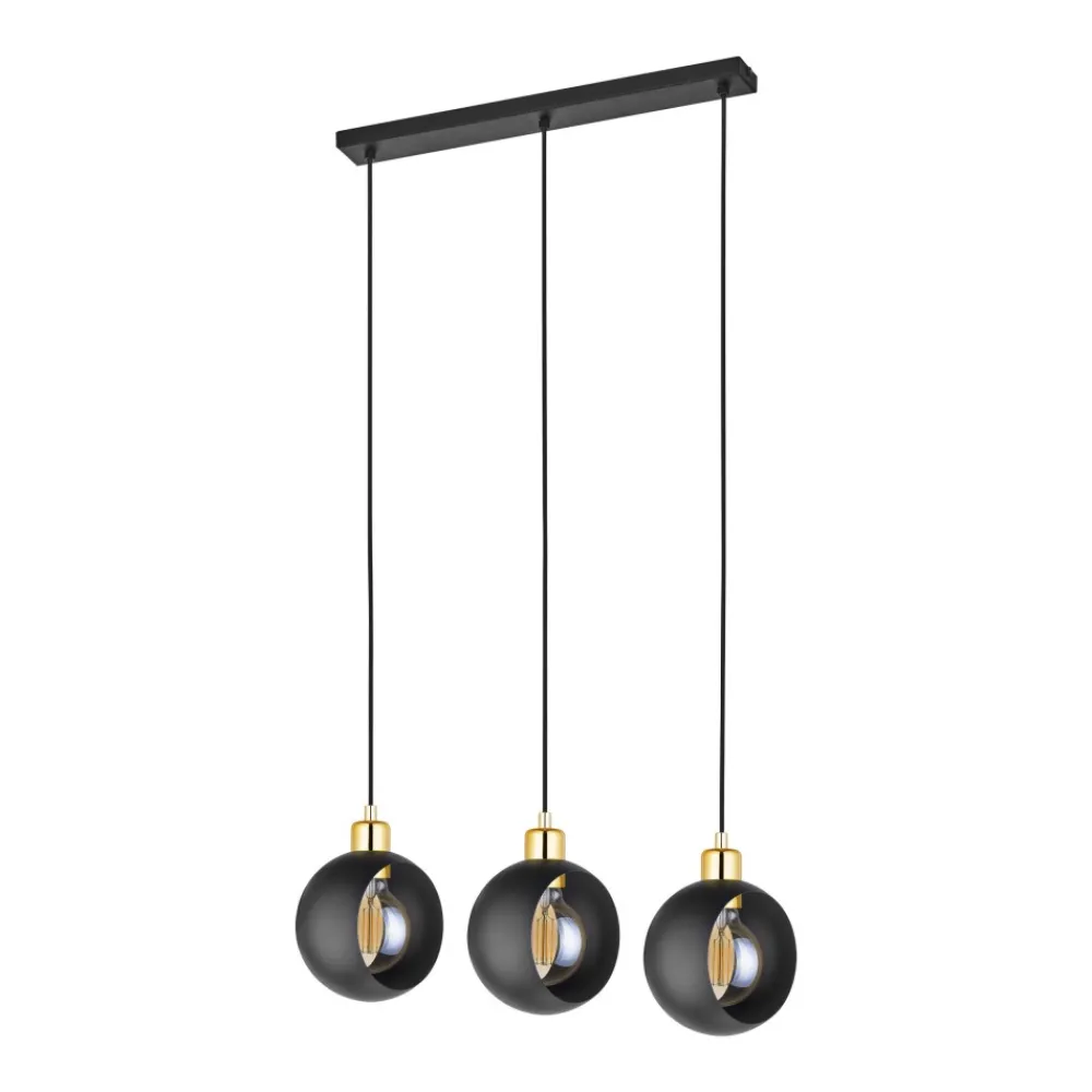 Lampa Wisząca CYKLOP Czarny Złoty 3xE27 * TK Lighting